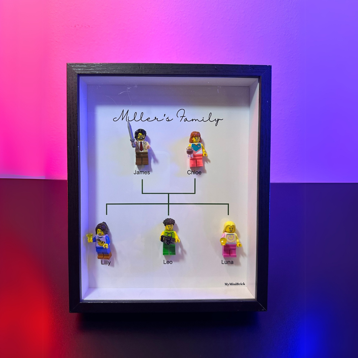 10x8 Frame Customizable 3-4 Minifigures - MyMiniBrick