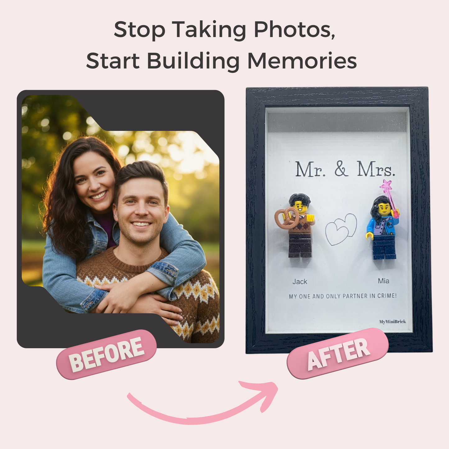 Custom LEGO® Frame  1-2 Minifigures 6x4 | MyMiniBrick - MyMiniBrick 